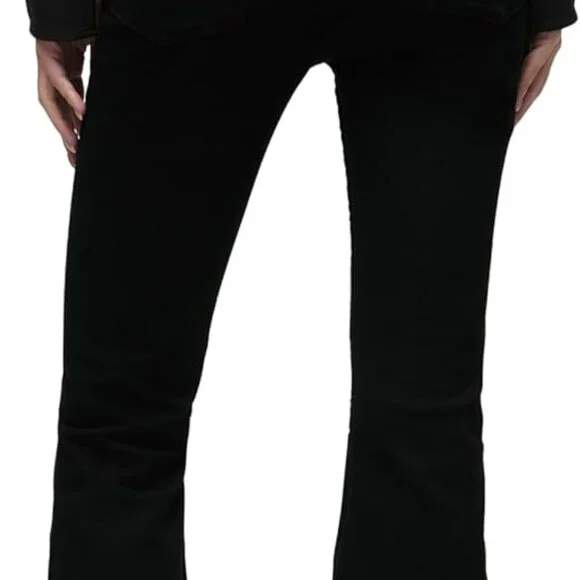 Chic Black High Rise Flare Jean with Five-Pocket Design, Size 25 Beautiful Fit